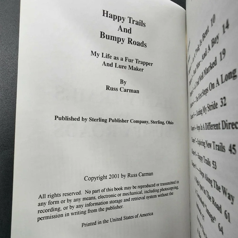 Happy Trails and Bumpy Roads Russ Carman Paperback New Old‎ Stock Trapping Book